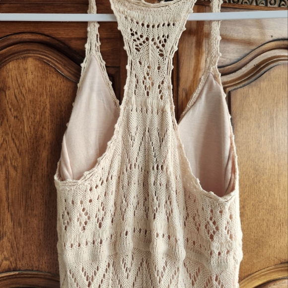 Long Crochet Peach color Dress - Picture 3 of 4